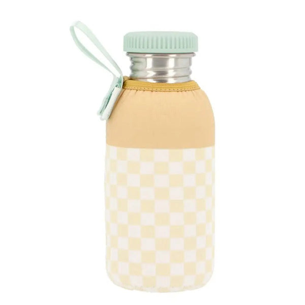 Stainless Steel Bottle & Insulation Sleeve - Yellow Checkerboard - Wee Bambino
