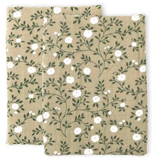 Swaddles/Muslin cloth set of 2: blossom - dark sage - Wee Bambino