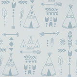 Teepees Wallpaper - Storm Green/Grey - Wee Bambino