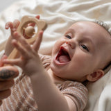 Wooden teether and rattle - blue grey - Wee Bambino