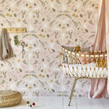 Woodland Wonders Wallpaper - Dusty Pink/Olive - Wee Bambino