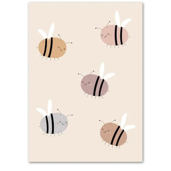 A4 Cotton Canvas Wall Art - Buzzy Bees - Wee Bambino
