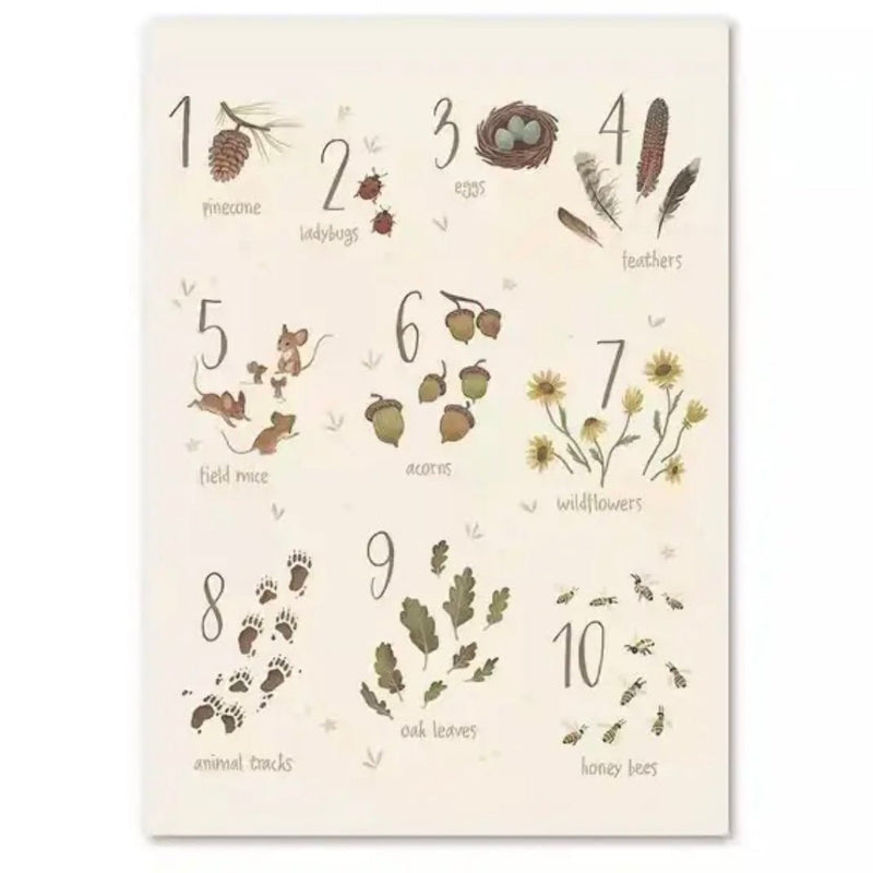A4 Cotton Canvas Wall Art - Classic Woodland Numbers - Wee Bambino