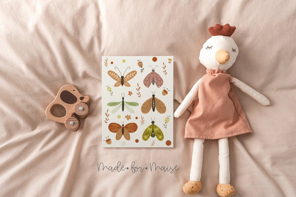 Butterfly Print, Kids, Nursery, Girls Boho, Pastel Poster - Wee Bambino