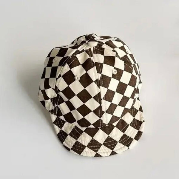 Checkerboard Sun Hat - Chocolate - Wee Bambino