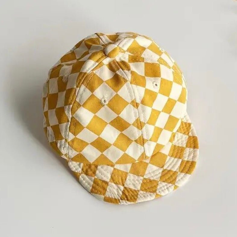 Checkerboard Sun Hat - Mustard - Wee Bambino