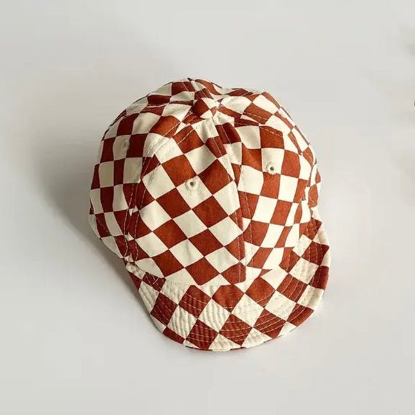 Checkerboard Sun Hat - Rust - Wee Bambino
