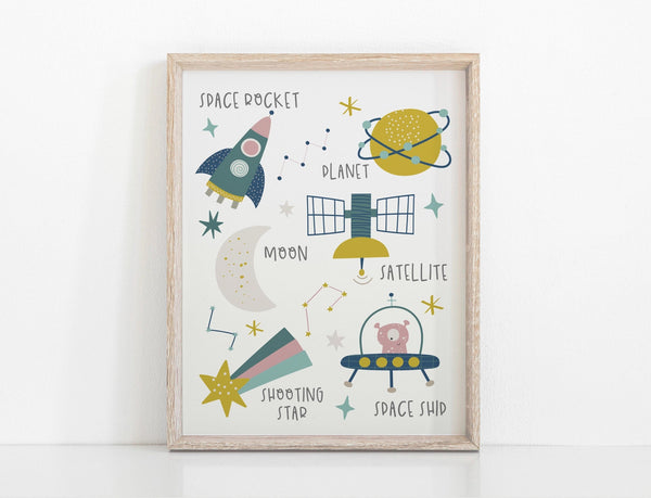 Kids Space Wall Art - Boys Nursery Print, Boys Bedroom - Wee Bambino