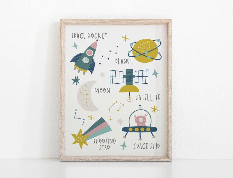 Kids Space Wall Art - Boys Nursery Print, Boys Bedroom - Wee Bambino