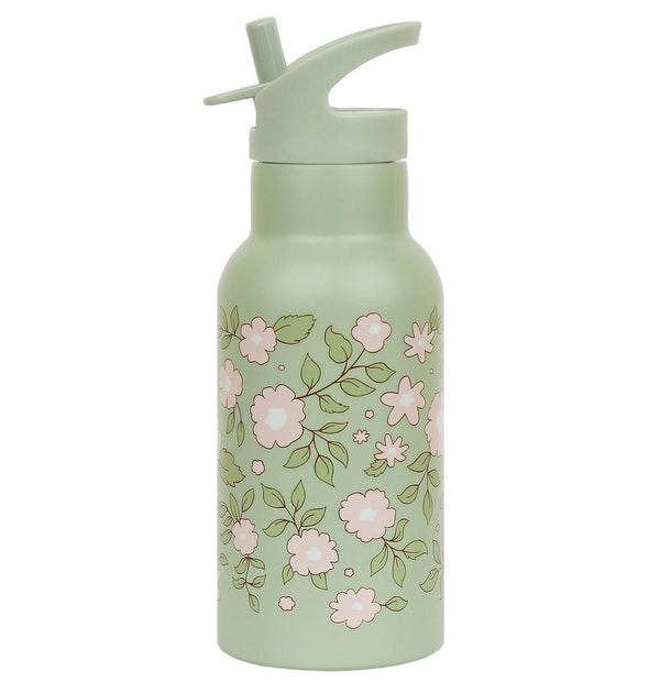 Kids Stainless Steel Drink/Water Bottle: Blossoms - Sage - Wee Bambino