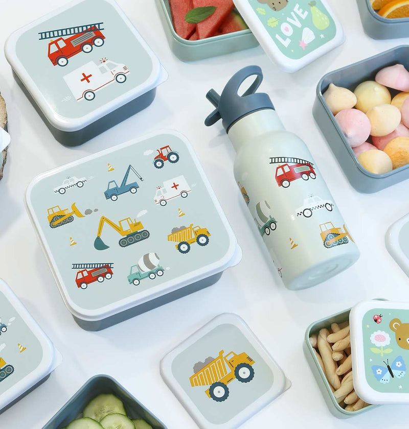 Lunch & Snack Box Set: Vehicles, Cars - Wee Bambino