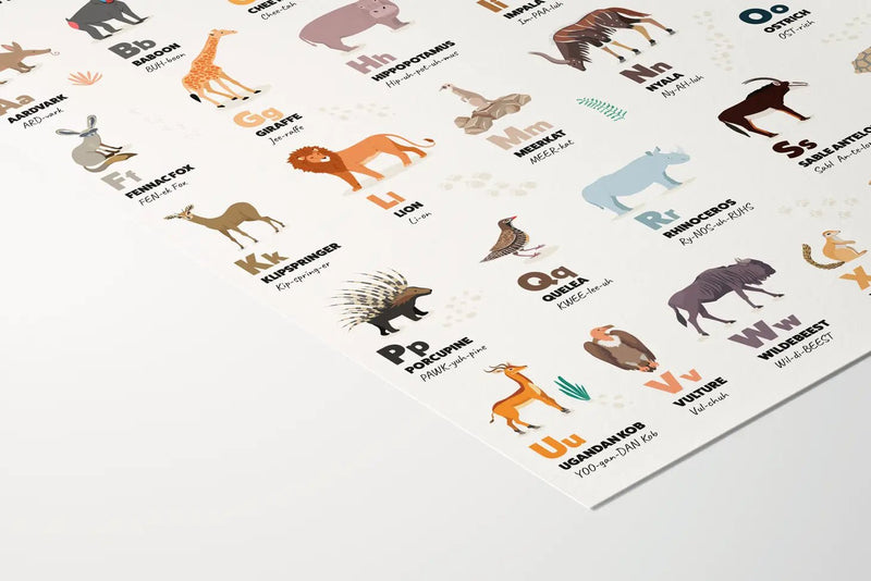 Safari Alphabet Print | Safari Decor | Educational Wall Art - Wee Bambino