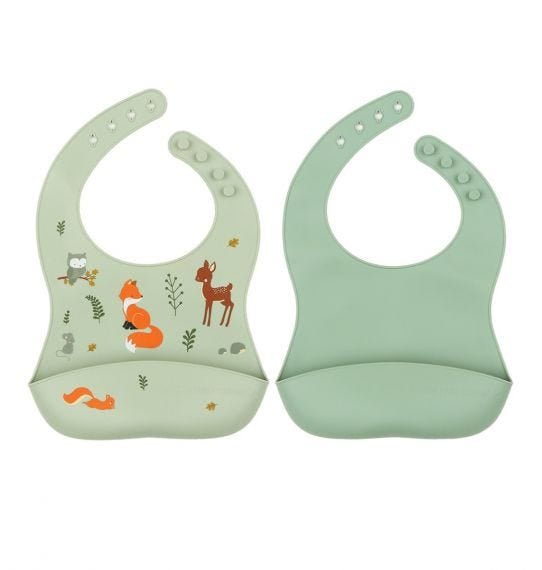 Silicone Bib Set of 2: Forest Friends - Wee Bambino