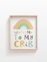 Welcome To My Crib Watercolour Nursery Wall Art, Kids, Child - Wee Bambino