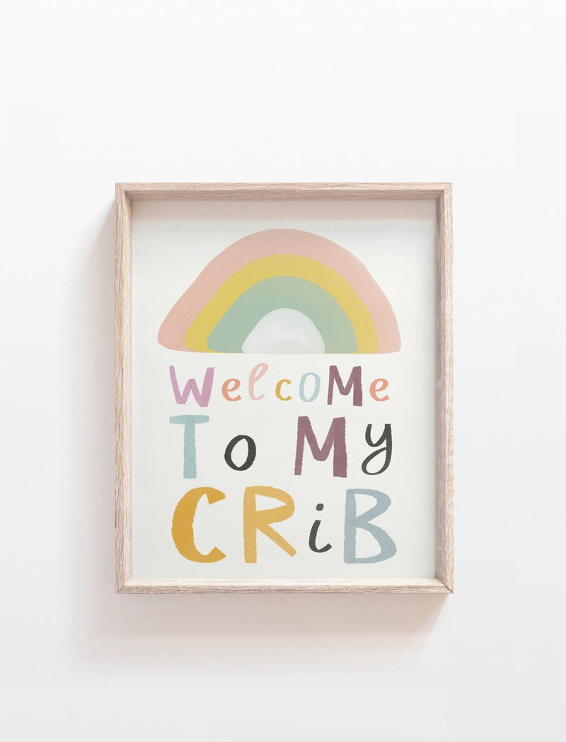 Welcome To My Crib Watercolour Nursery Wall Art, Kids, Child - Wee Bambino