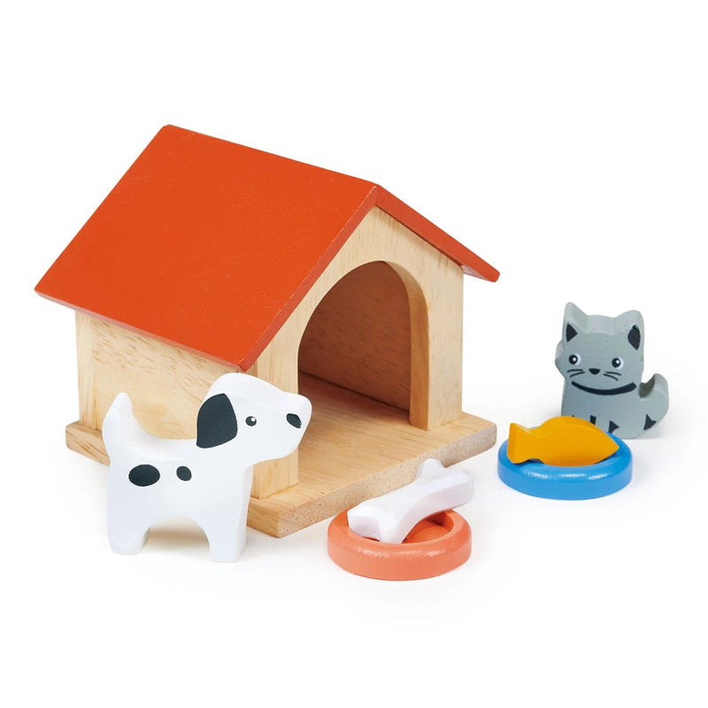 Wooden Toy Dog & Cat Pet Set For Kids - Wee Bambino