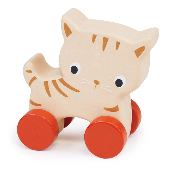 Wooden Toy Kitten On Wheels For Kids - Wee Bambino