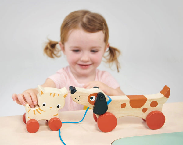 Wooden Toy Puppy On Wheels For Kids - Wee Bambino