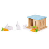 Wooden Toy Rabbit Hutch Pet Set For Kids - Wee Bambino