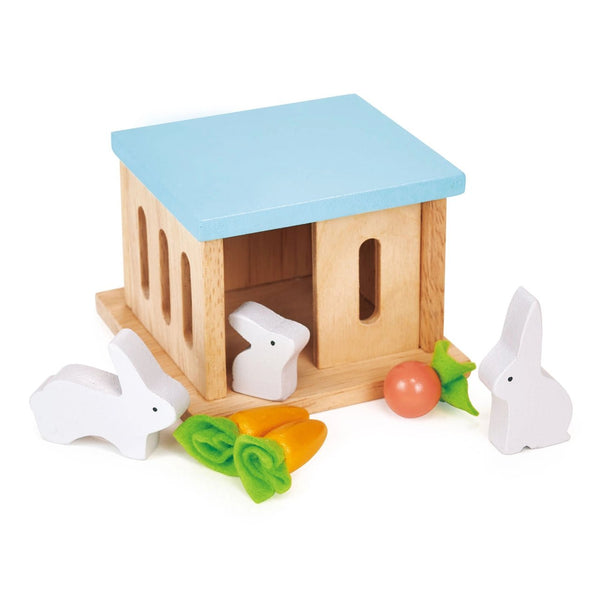 Wooden Toy Rabbit Hutch Pet Set For Kids - Wee Bambino