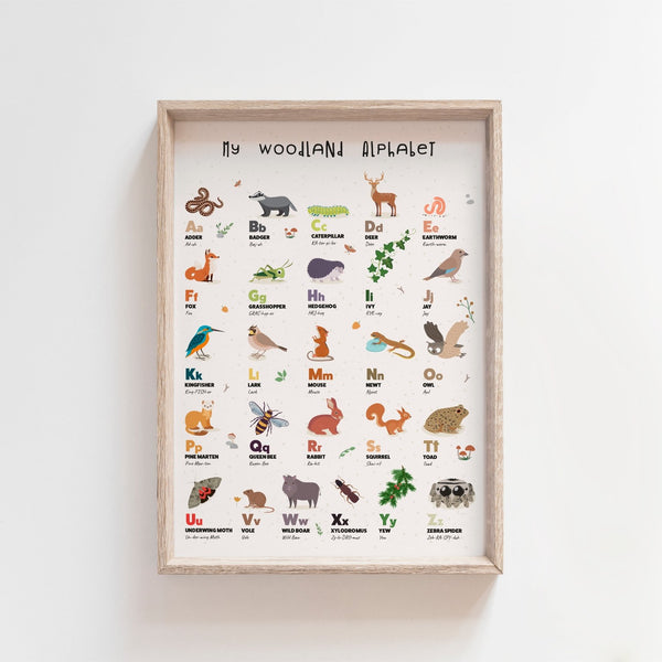 Woodland Alphabet A4 Print - Wee Bambino